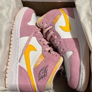 Jordan Women's Sneakers in Pink and Yellow